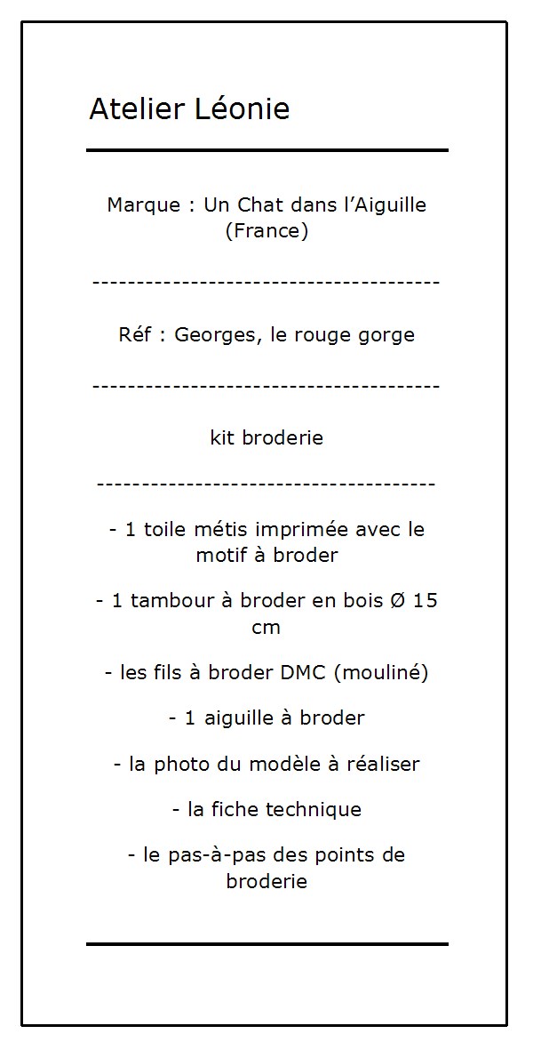 Georges le rouge gorge - kit broderie