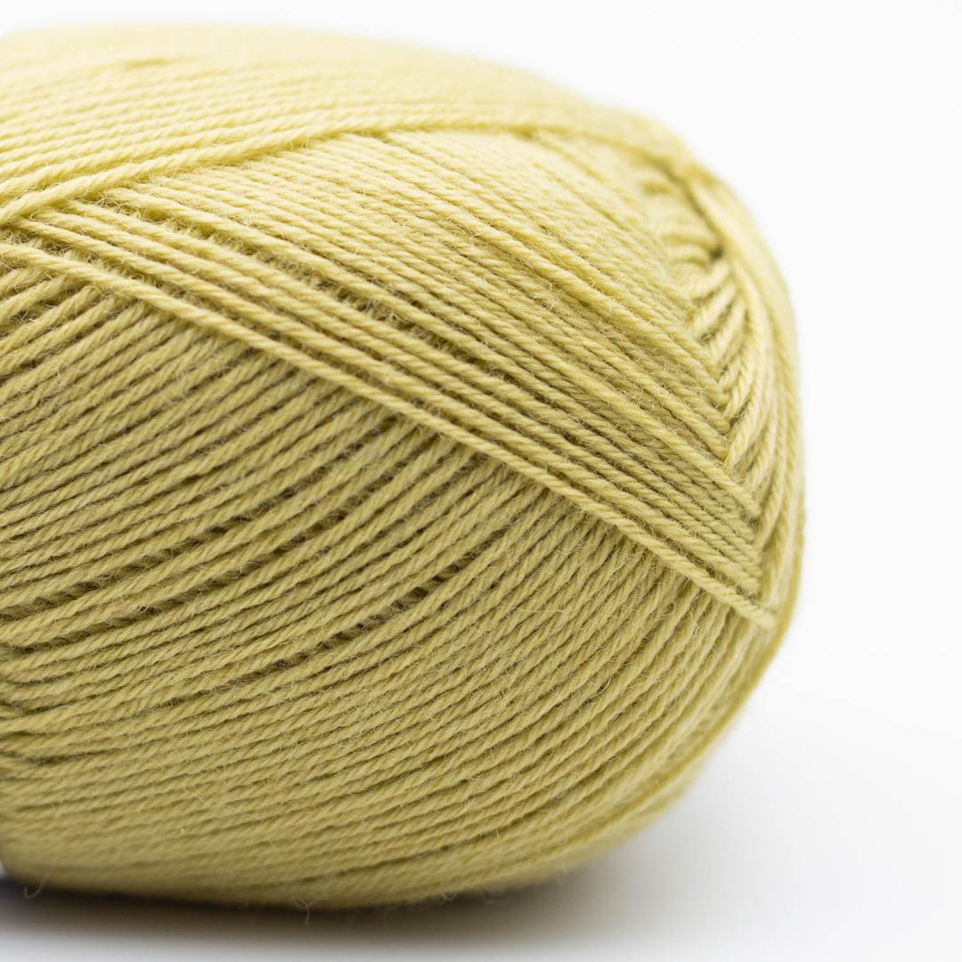 pelote de laine Kremke Edelweiss Classic 4ply Kiwi Grün, fil vert clair naturel non superwash en laine et polyamide recyclé