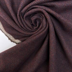 Tweed de laine italien brun bordeaux et bleu, grain serré, 260 g/m², 150 cm, deadstock pour vestes casual