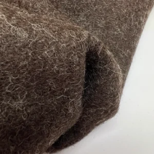 Drap de laine vierge brun, sergé 440 g/m², texture duveteuse, 150 cm, deadstock Italie pour manteaux