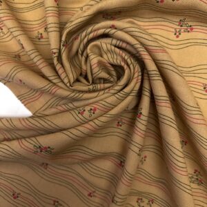 Laine légère italienne rayures brun et beige, motif baies, 150 cm, deadstock pour robe et blouse