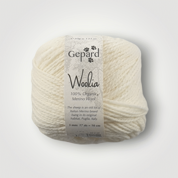 pelote de laine Gepard Woolia Crème, 100 % mérinos biologique blanc naturel non superwash