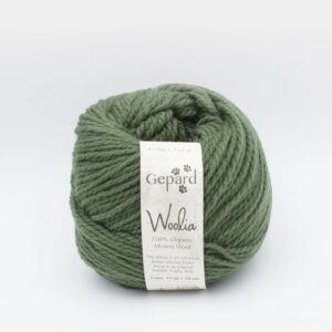 pelote de laine Gepard Woolia Grøn Fjeld, 100 % mérinos biologique vert naturel non superwash