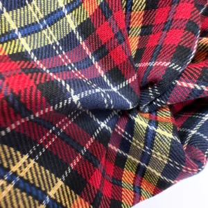 Tweed coton italien à carreaux multicolores rouge jaune bleu, 155 g/m², 152 cm, non extensible