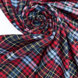 Tweed coton italien à carreaux rouge bleu et jaune, 155 g/m², 152 cm, non extensible