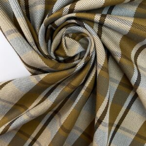 Tweed coton italien à grands carreaux olive, brun et écru, 255 g/m², 155 cm, non extensible