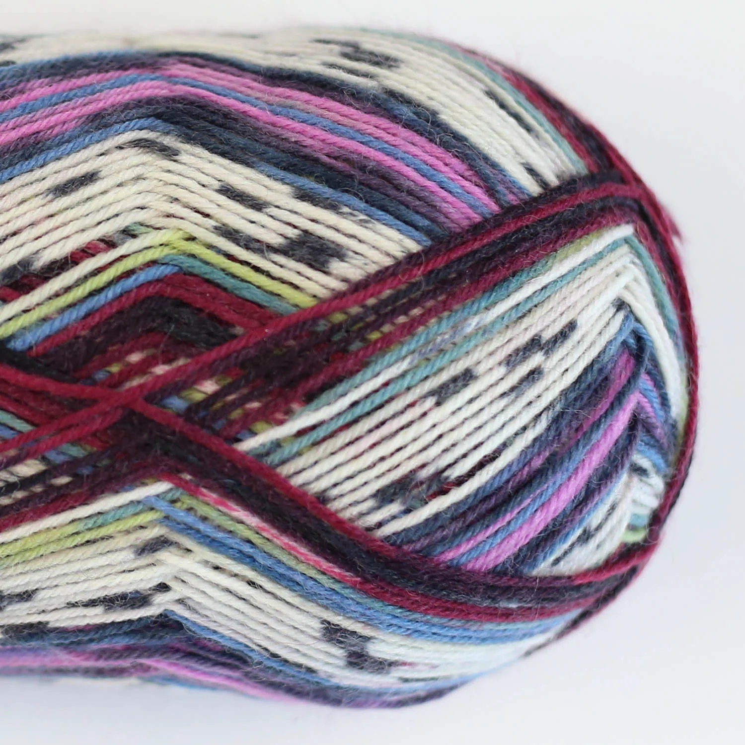 Pelote de laine Arne & Carlos Socks & More 4ply Treungen Color, fil à chaussettes auto-rayant bordeaux rose bleu écru vert tendre et anthracite, chez Atelier Léonie