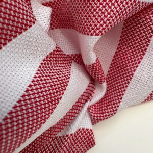Tissu Coton Rayures Garance rouge et écru, deadstock italien 100 % coton pour chemise et blouse