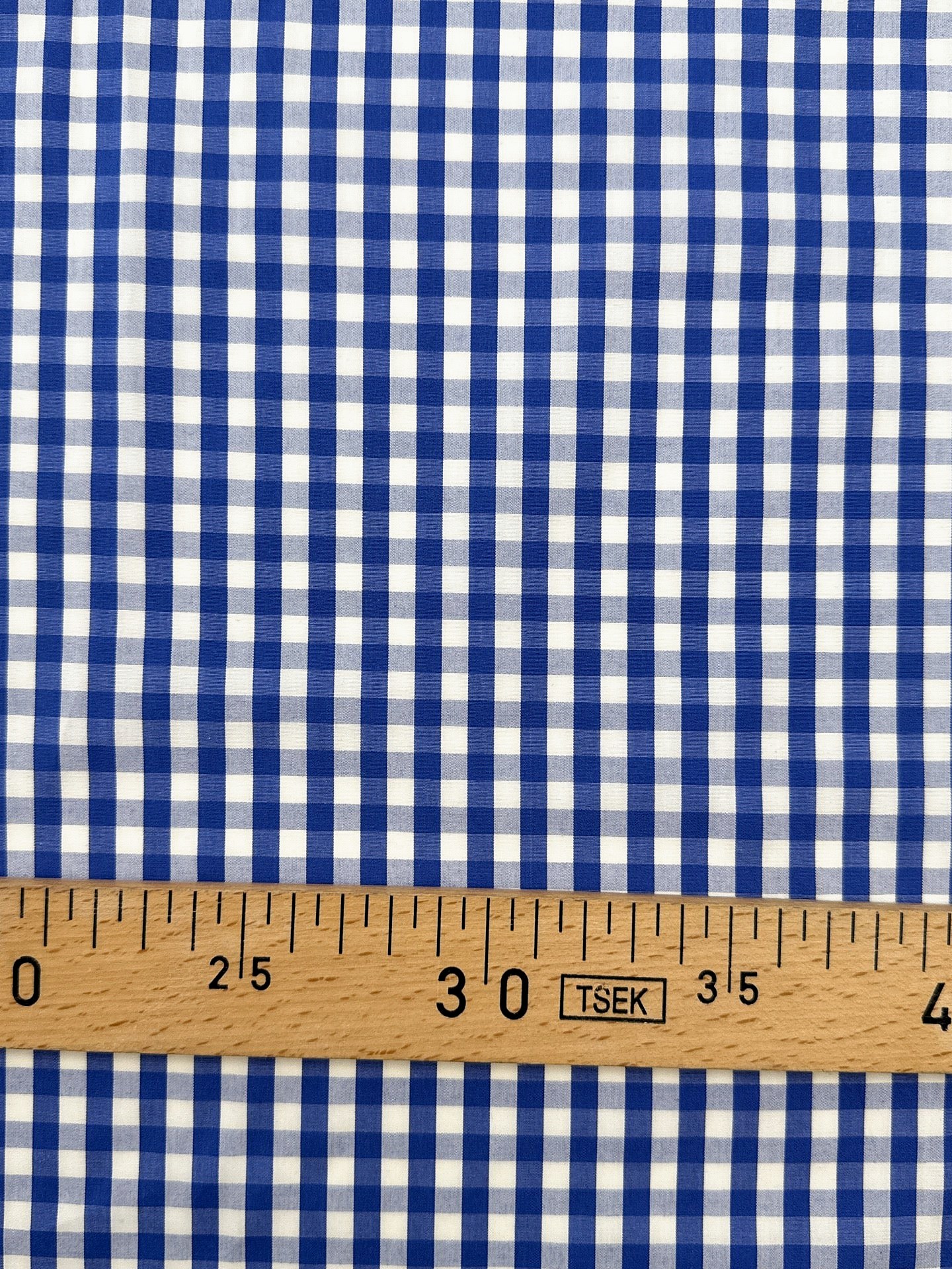 Tissu Popeline Vichy Atlantique bleu et écru, deadstock italien 100 % coton pour chemise et blouse