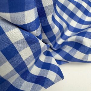 Tissu Popeline Vichy Atlantique bleu et écru, deadstock italien 100 % coton pour chemise et blouse