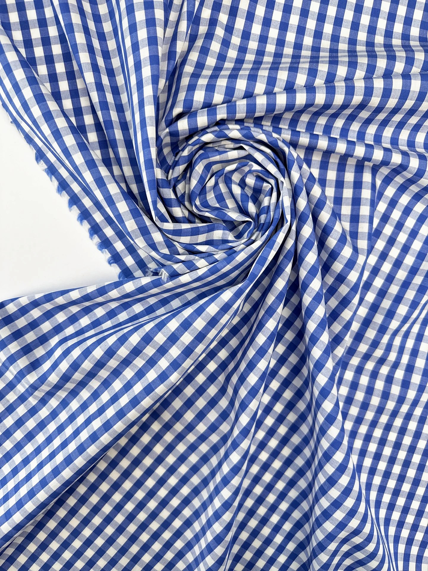 Tissu Popeline Vichy Atlantique bleu et écru, deadstock italien 100 % coton pour chemise et blouse