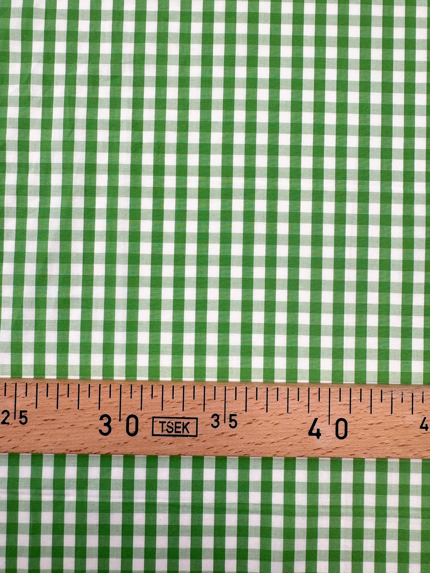 Tissu Popeline Vichy Prairie vert et écru, deadstock italien 100 % coton pour chemise et blouse