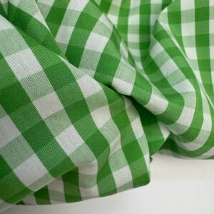 Tissu Popeline Vichy Prairie vert et écru, deadstock italien 100 % coton pour chemise et blouse