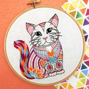 kit broderie cat cinnamon stitching atelier leonie 01