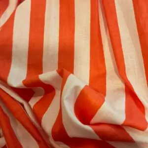 voile coton block print rayures orange et blanc atelier leonie 01