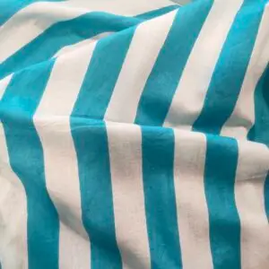 voile coton block print rayures turquoise et blanc atelier leonie 01
