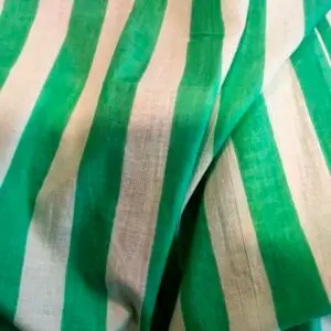 voile coton block print rayures vert clair et blanc atelier leonie 01